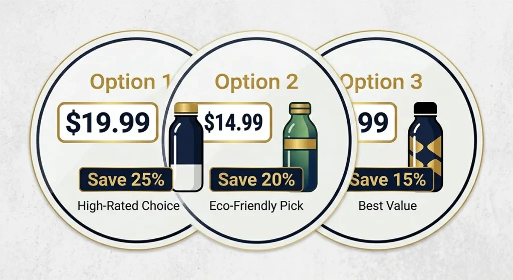 Price anchoring strategy for Etsy shops showing how to position singles to sell multi-pack sticker bundles.