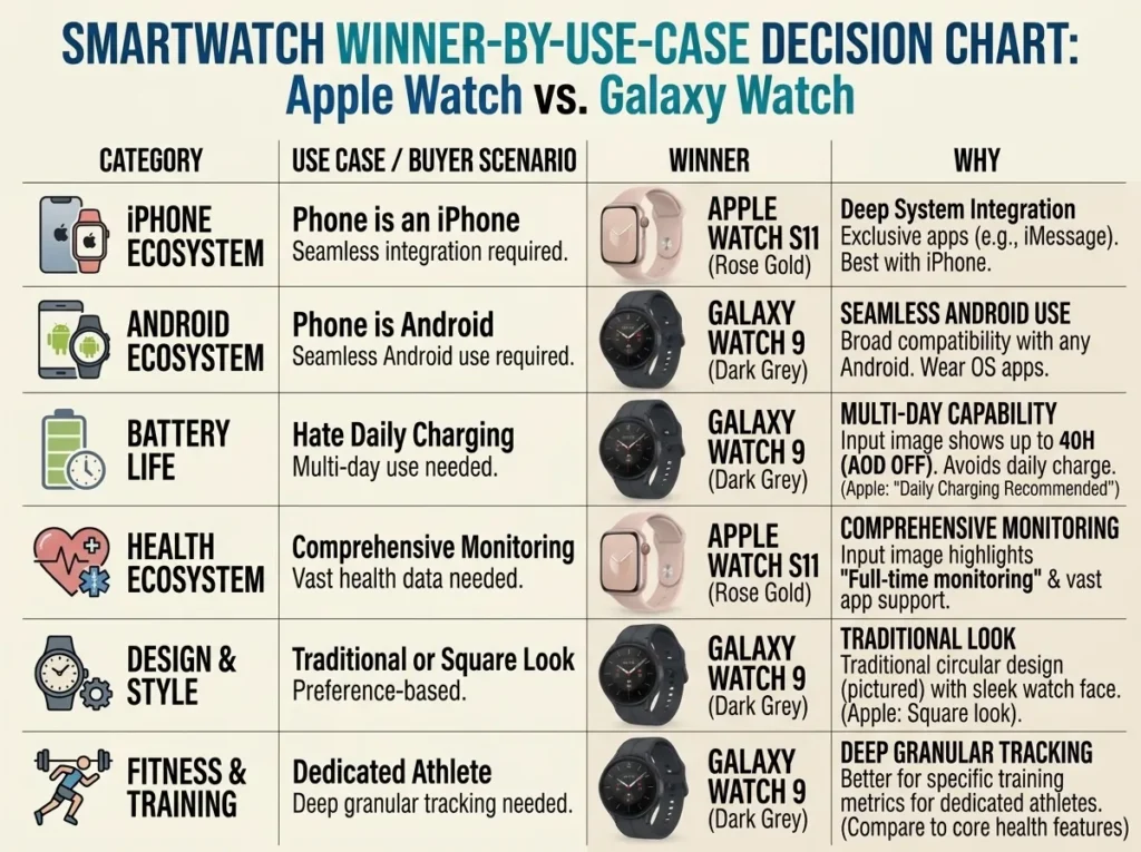 Apple Watch vs Galaxy Watch winner by buyer type