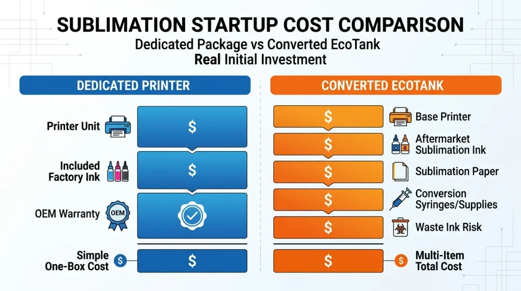 dedicated vs converted sublimation printer cost comparison