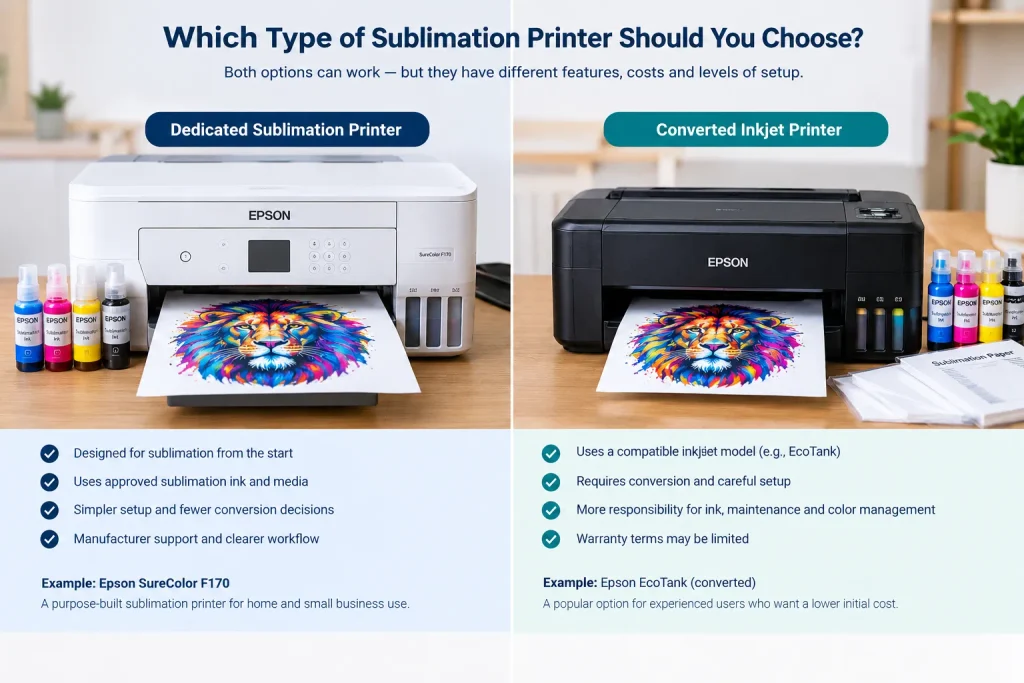 dedicated sublimation printer compared with a converted inkjet printer
