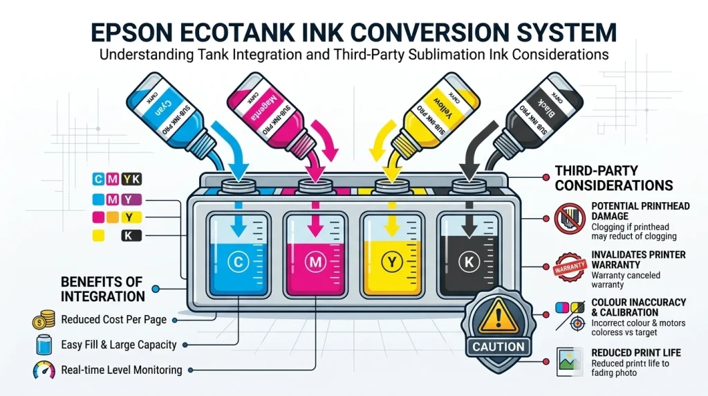 Epson EcoTank ink tanks and sublimation ink conversion considerations