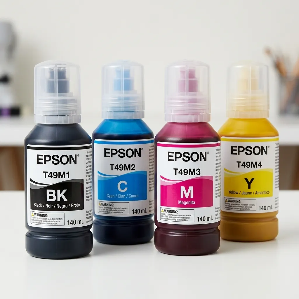 Epson F170 T49M sublimation ink bottles