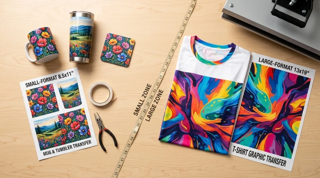 Sublimation transfer projects for mugs, shirts and larger printed designs
