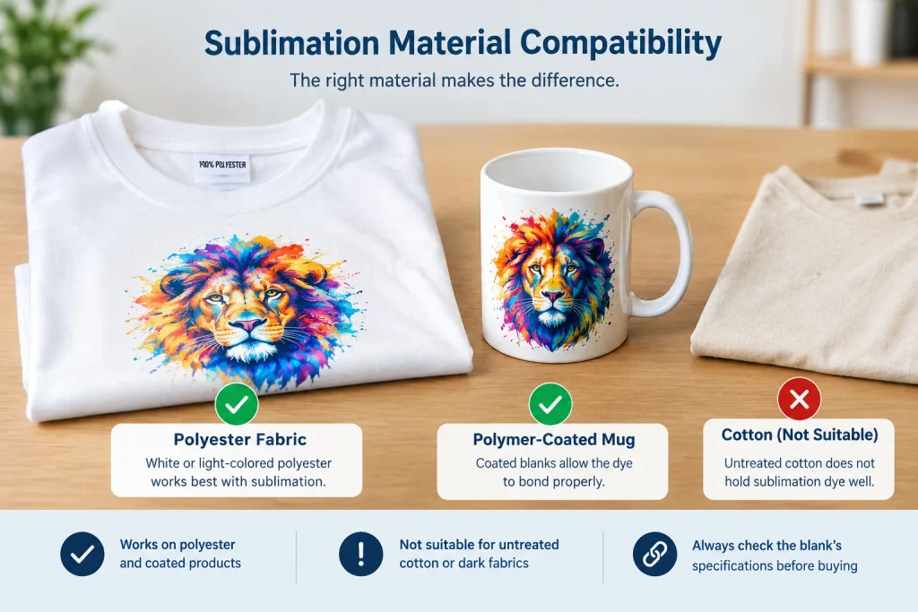 polyester shirt and polymer-coated mug for sublimation printing