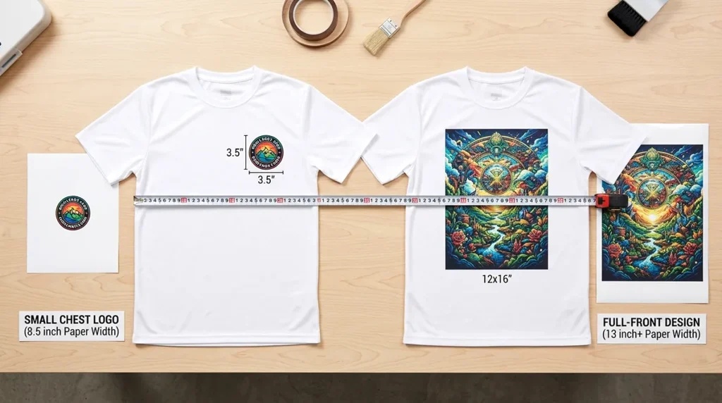 Comparison of small chest and large front sublimation transfer designs